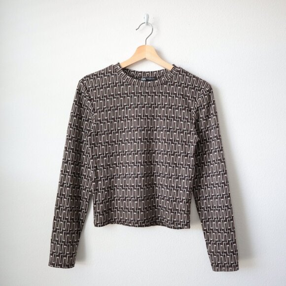 Zara Tops - Zara Retro Geometric Long Sleeve Top | M